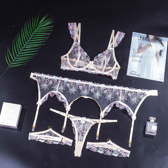 Sexy Lingerie Eyelash Lace Women Intimates Underwear Set