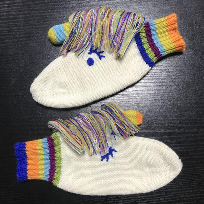 Unicorn Cartoon Winter Warm Knitted Gloves