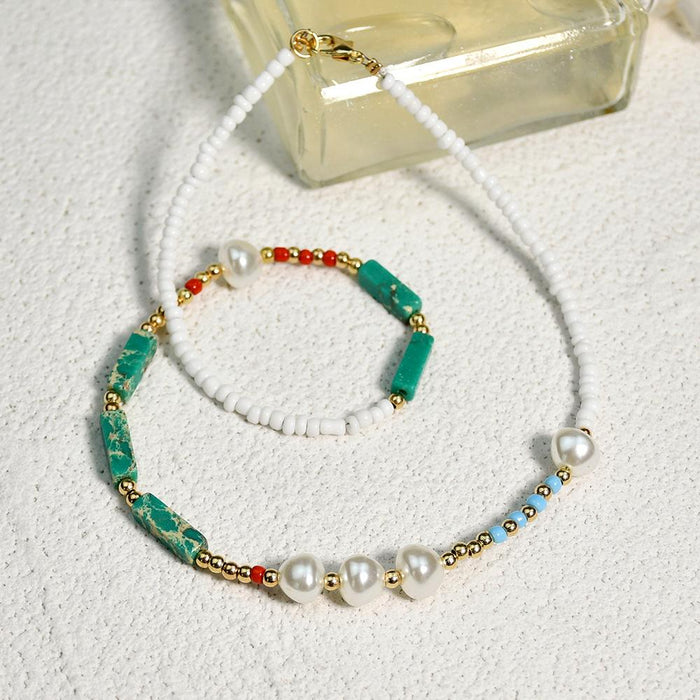 DIY Handmade Beaded Stone Necklace