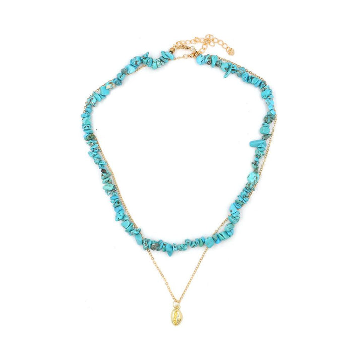 Multilayer Imitation Turquoise Pendant Necklace