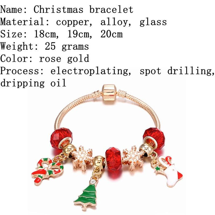 Candy Christmas Tree Pendant Snowflake Beaded Bracelet