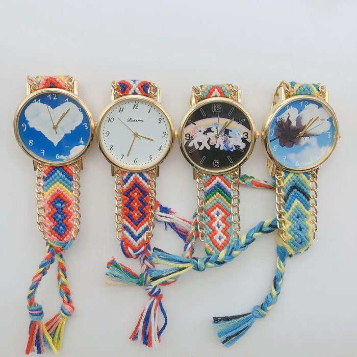 National DIY Woven Bracelet Wool Watch Bohemian Style Women's Watch Quartz Retro