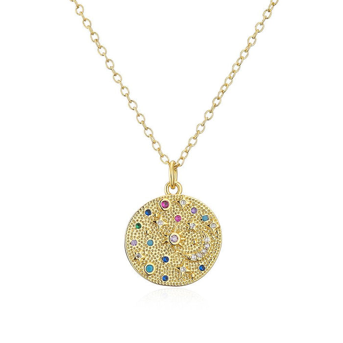 New Fashion Eye Pendant Gold Color Zircon Necklace