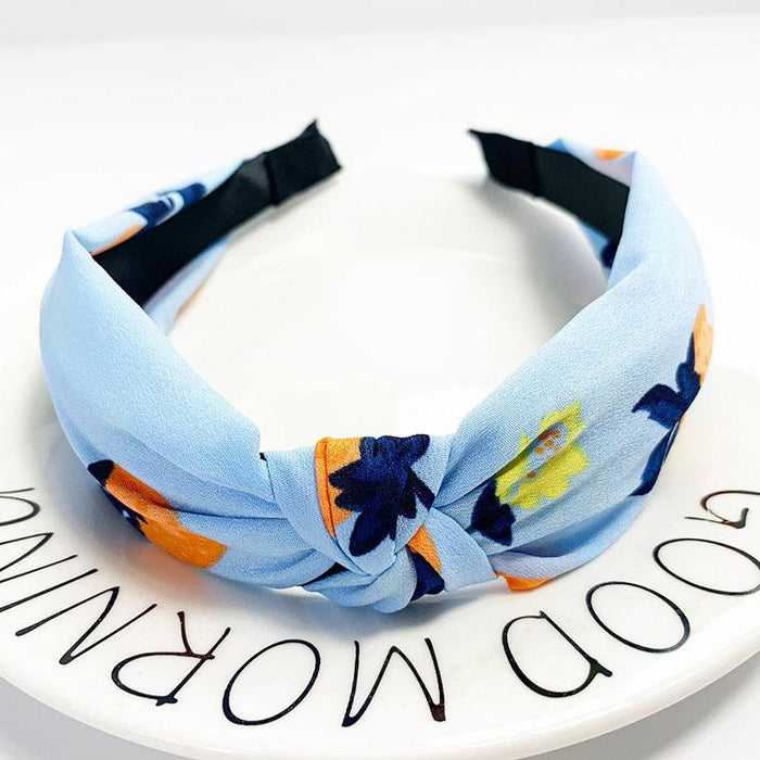 New Flower Headband Women Solid Color Knotted Hairband
