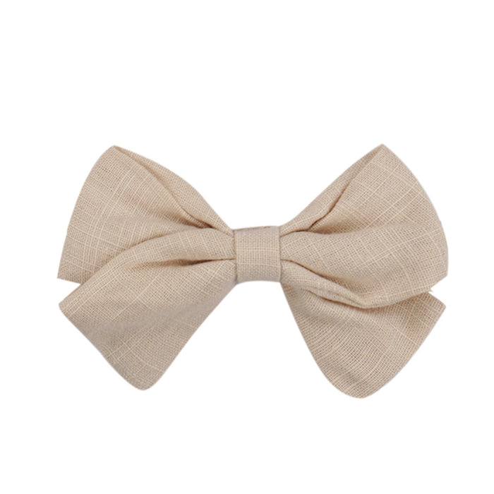 Slub cotton and linen bow hairpin
