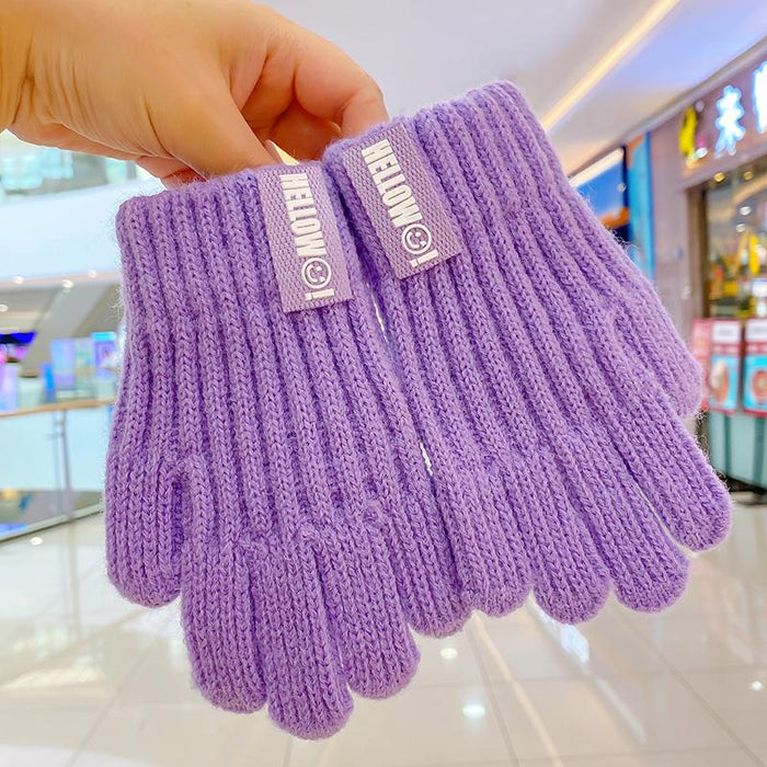 Winter Baby Sweet Cartoon Knitted Yarn Keep Warm Gloves