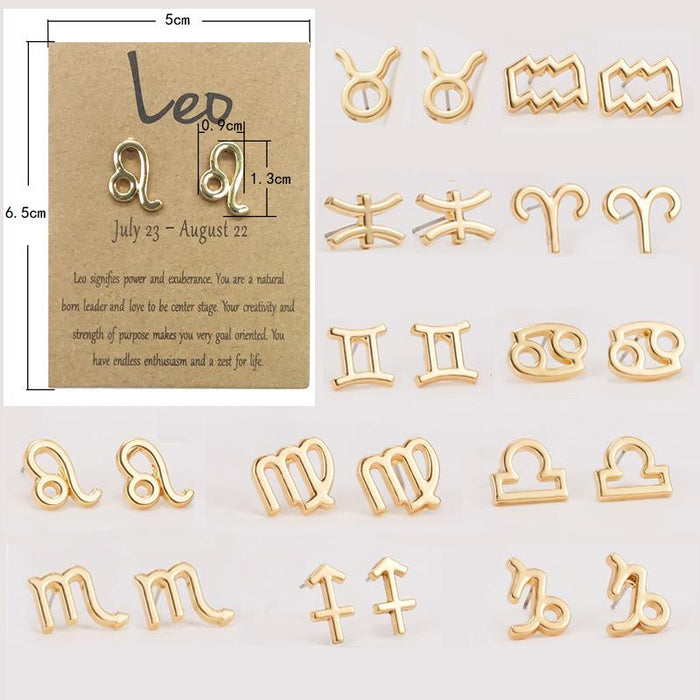 Twelve Constellations Brown Constellation Card Earrings