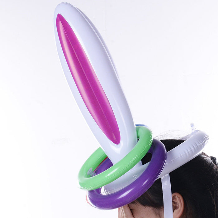 Bunny Ring Toss Game Inflatable Easter Bunny Ears Throwing Ring Toy