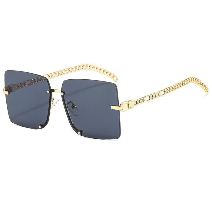 Sunglasses Women's square metal half frame sunglasses
