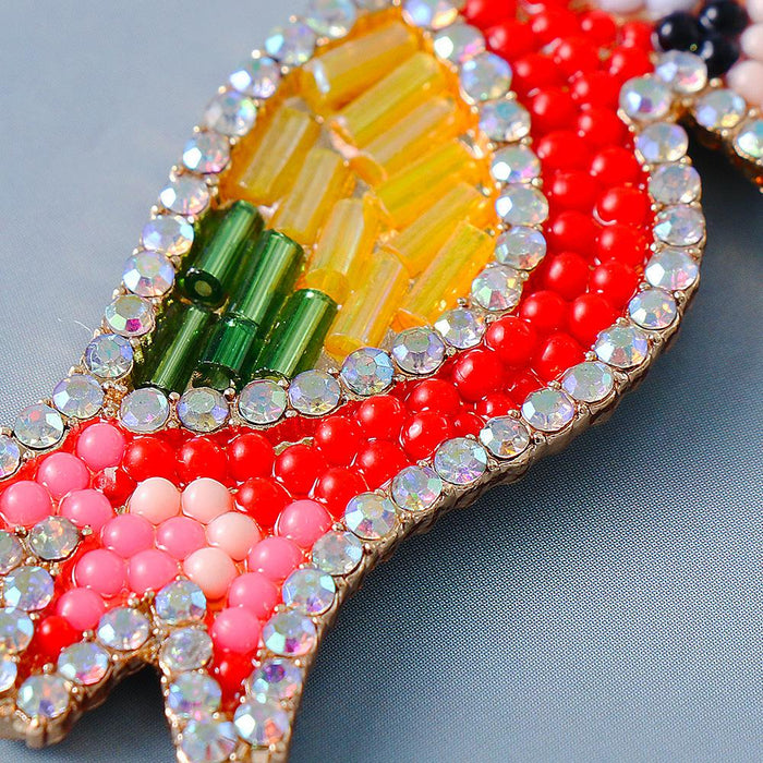 New Creative Exaggerated Personality Parrot Female Earrings Accessories Inlaid Rhinestone
