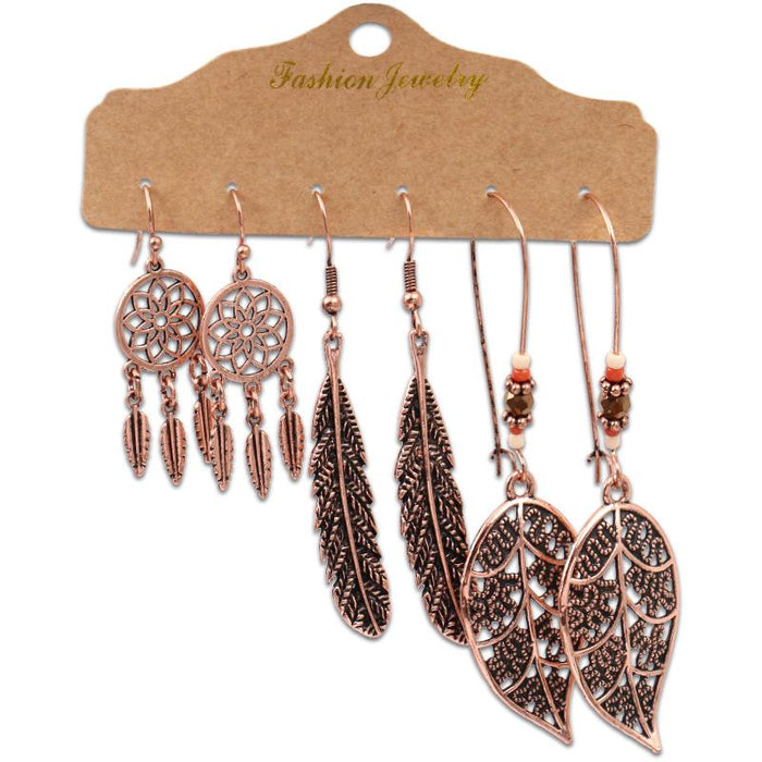 3 pairs/set Earrings Bohemian Style Jewelry X0X36194