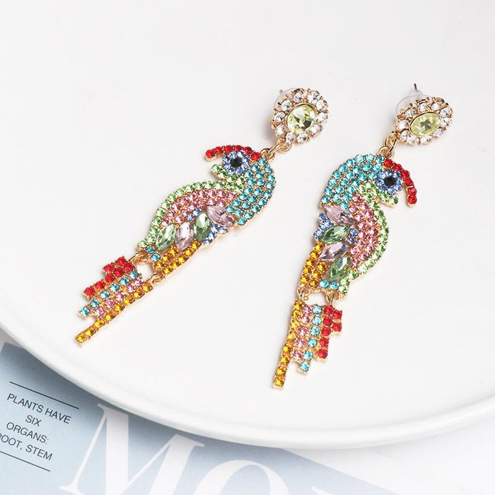 Fashion Personality Animal Bird Female Earrings Accessories Inlaid Rhinestone