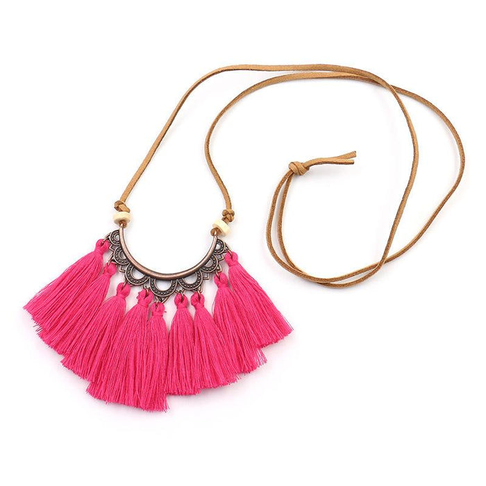 Women's Popular Creative Flower Retro Tassel Necklace