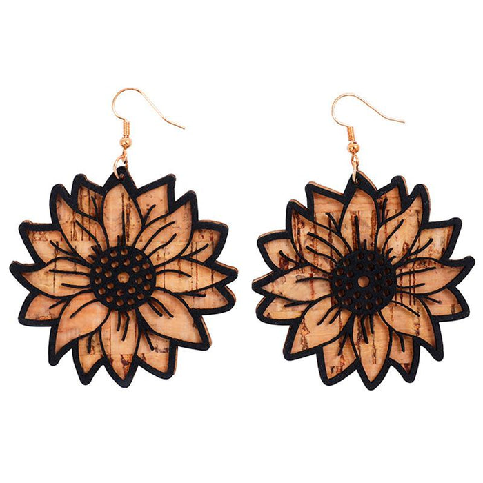 New Vintage Leather Sunflower Women's Earrings