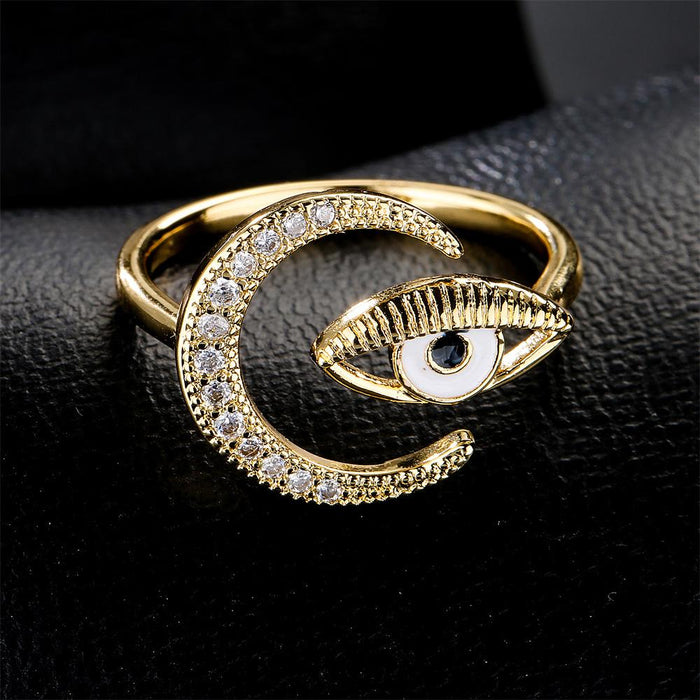 New Gold Color Oil Drop Moon Open Ring