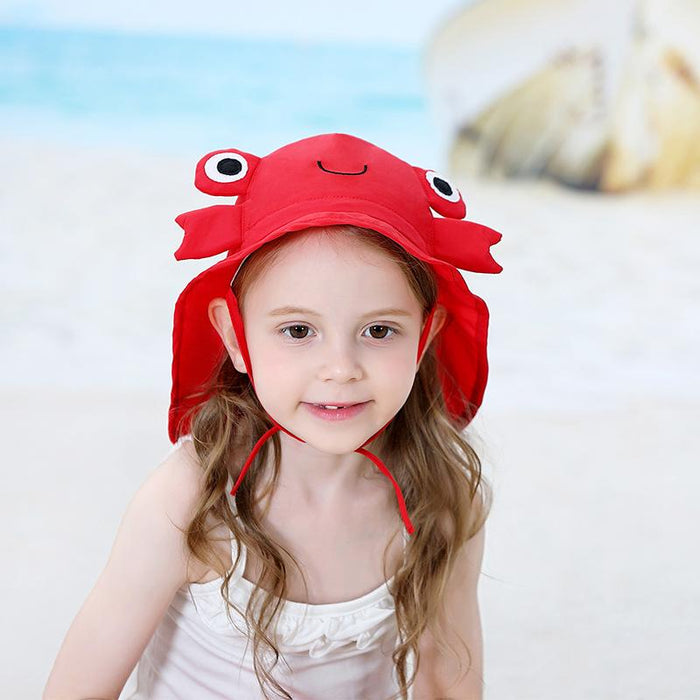 Cartoon Red Crab Outdoor Sunscreen Thin Children's Shawl Hat