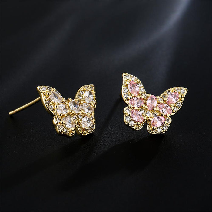 New Fashion Versatile Zircon Butterfly Earrings Stud Earrings