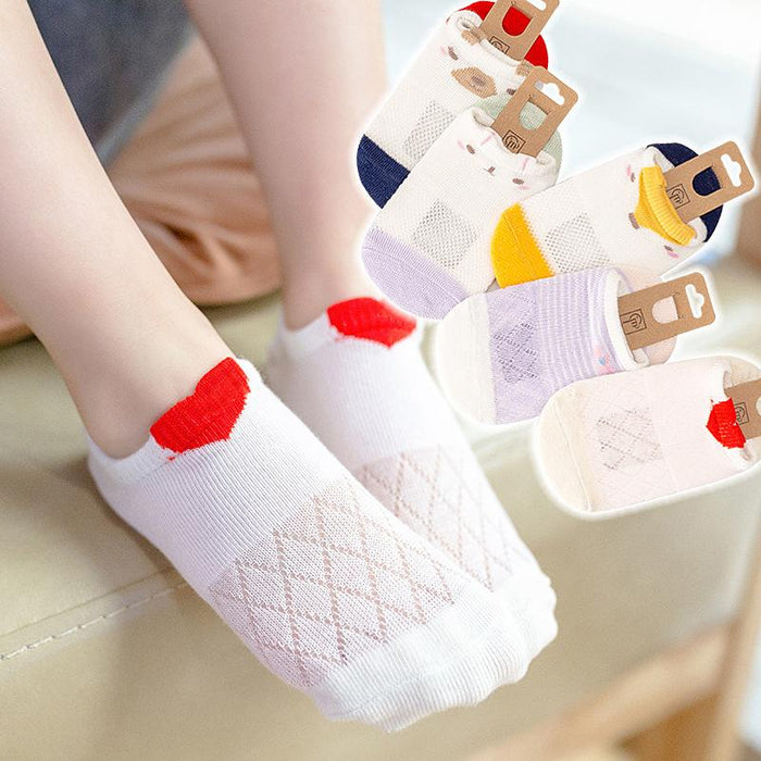 Spring Summer Children's Mesh Cartoon Cotton Boat Socks