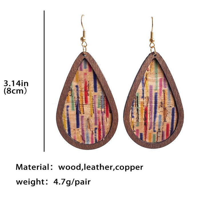 Simple Vintage Wood Grain Drop Shape Women's Earrings