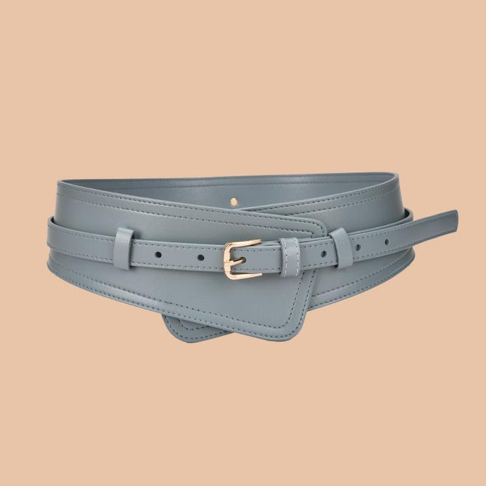 Fashion Needle Buckle with Coat Waist Closing Leather Wide Belt