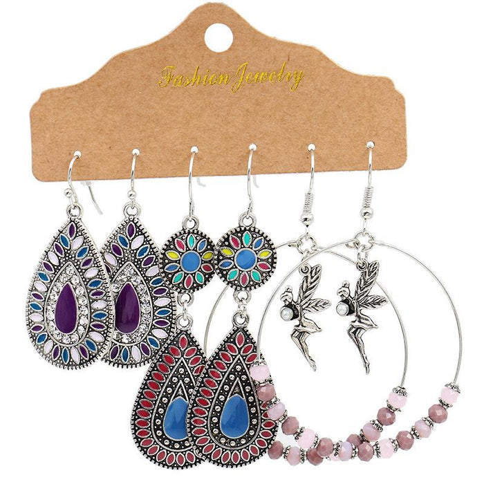 Three-Piece Metal Drop Earrings Set Jewelry