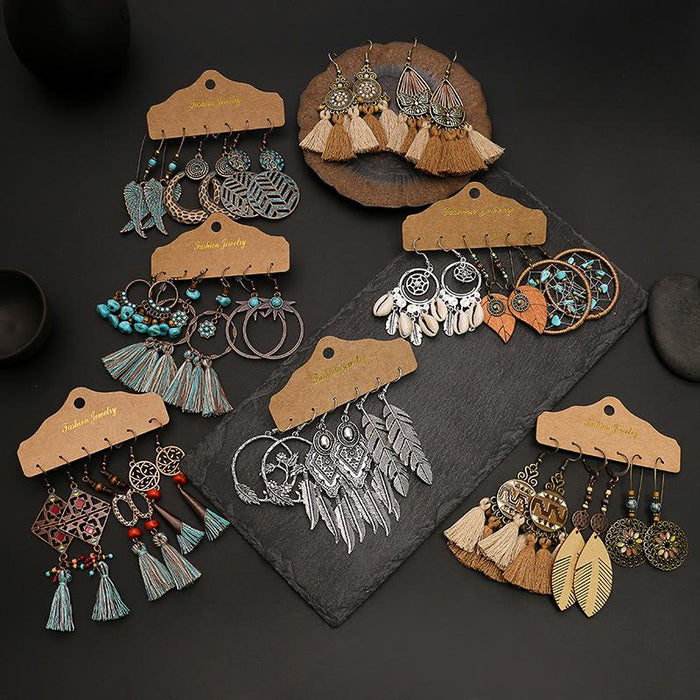 3 pairs/set Earrings Bohemian Style Jewelry  X0X36202