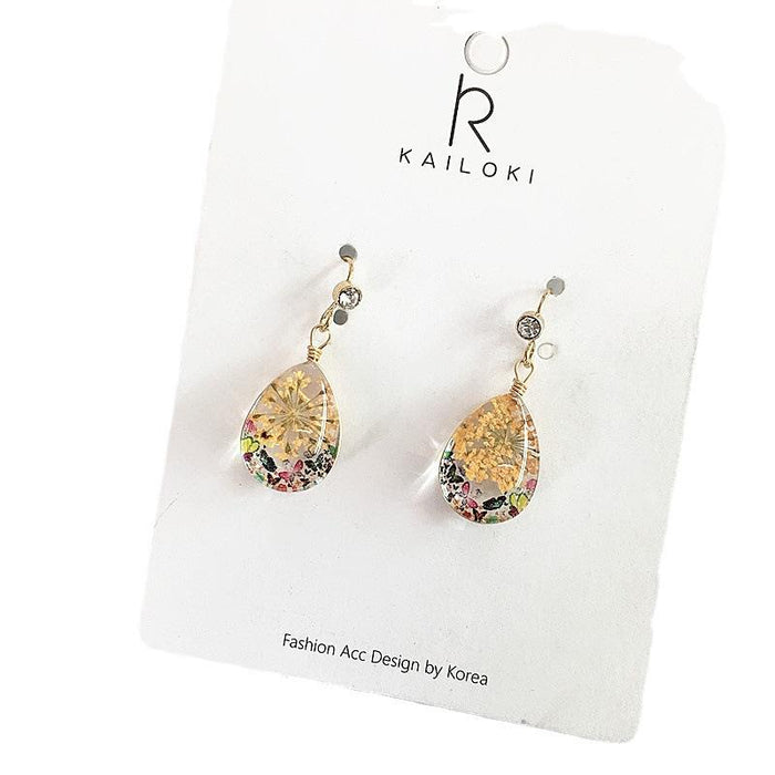 New Waterdrop Small Flower Resin Women's Earrings