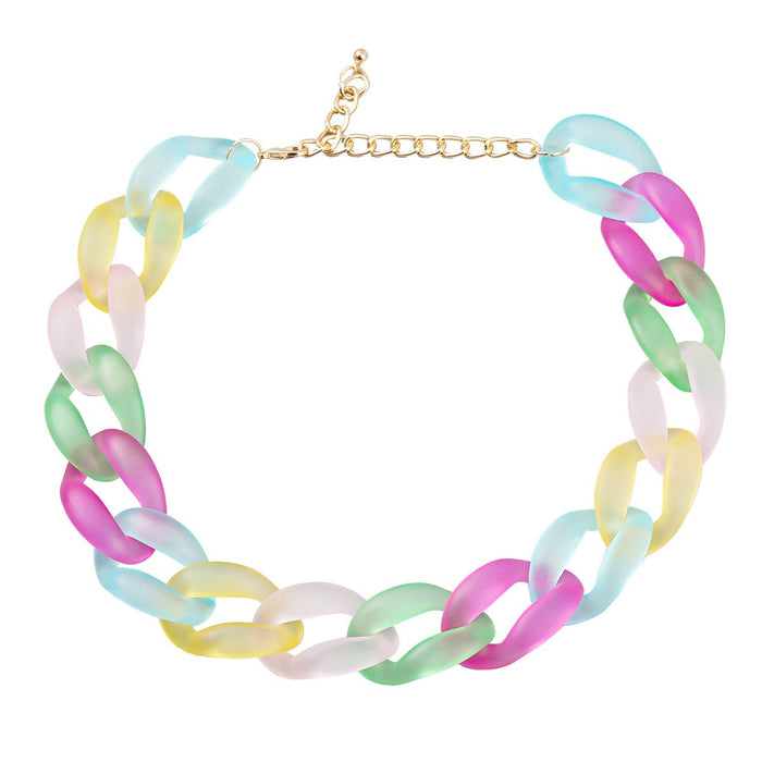 Women's Boho Multicolor Resin Clavicle Chain Necklace