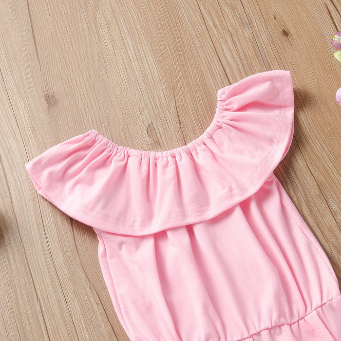 Solid colour lotus leaf collar Jumpsuit sleeveless Jumpsuit