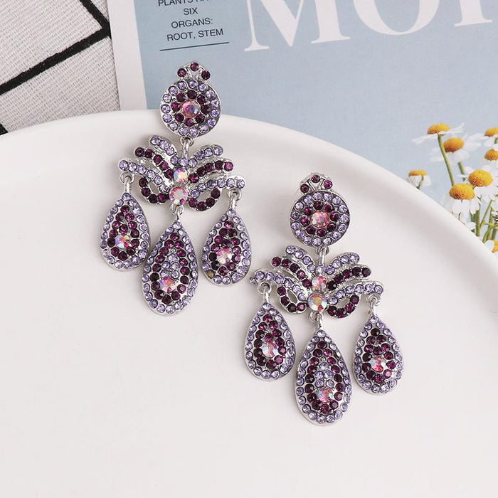 Pop Exaggerated Women's Jewelry Drop Earrings Inlaid Rhinestone