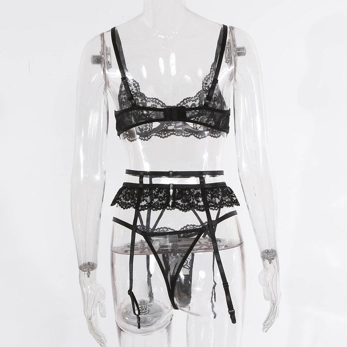 Women Lace Underwear Sexy Bra Lingerie Three Piece Set