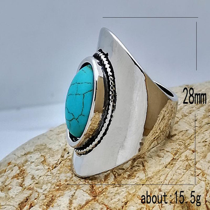 Exaggerated Fashion Personality Natural Turquoise Ring