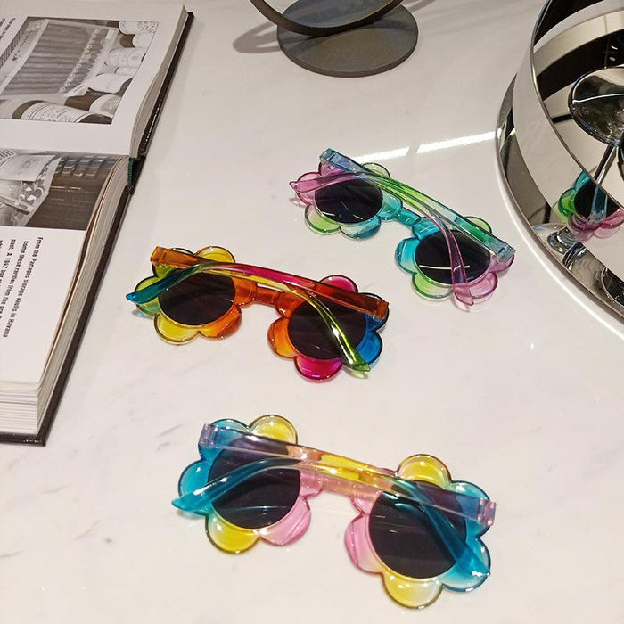 Fashionable Flower Transparent Jelly Color Children's Sunglasses