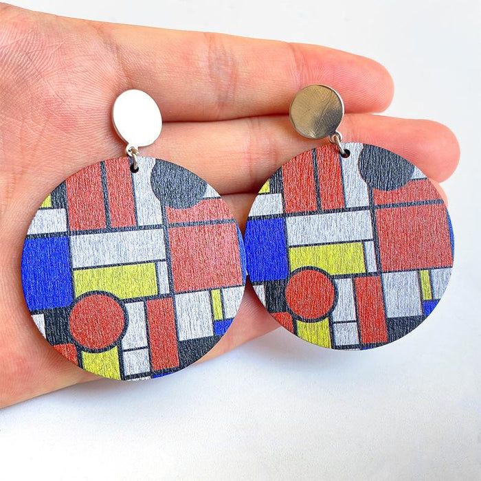 Trendy Simple Bohemian Drop Shape Wooden Earrings