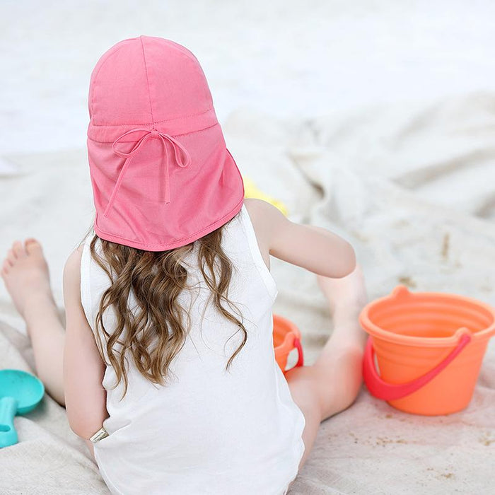 Rose Red Ruffled Outdoor Sunscreen Thin Children's Shawl Hat