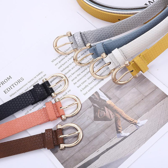 Pu Decorative Jeans Belt Women's Fashion Straw Mat Belt