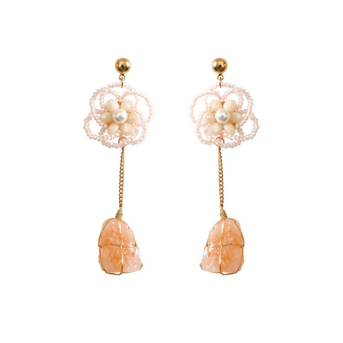 2022 New Handmade Woven Flower Crystal Earrings