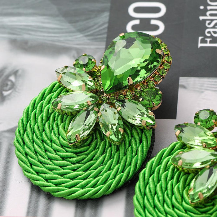 New Exaggerated Retro Simple Women's Earrings Accessories Inlaid Rhinestone