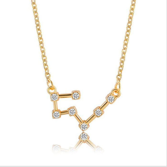 Twelve Constellations Diamond Inlaid Card Clavicle Chain