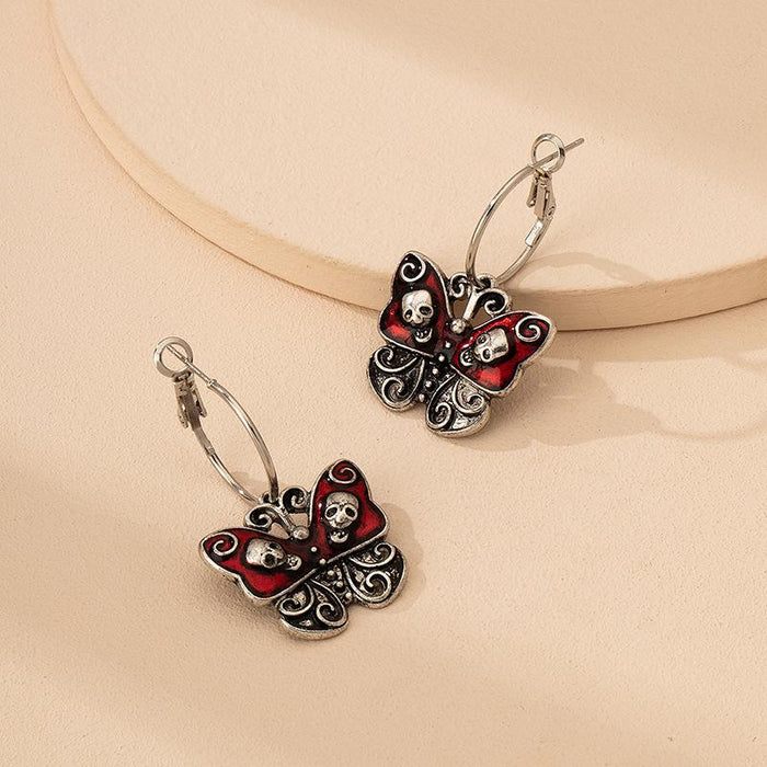New Women's Earrings Butterfly Skull Personality Earrings