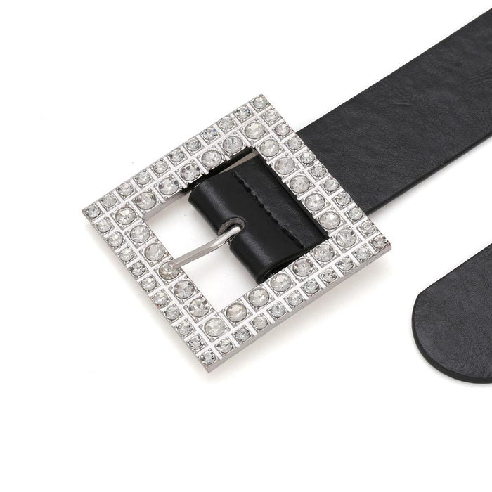 Square alloy diamond inlaid PU belt