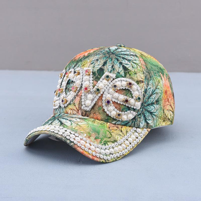 Summer Women's Maple Leaf Lace Handmade Beads Baseball Cap