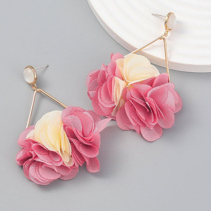 Women's Fashion Multilayer Braided Geometric Floral Earrings