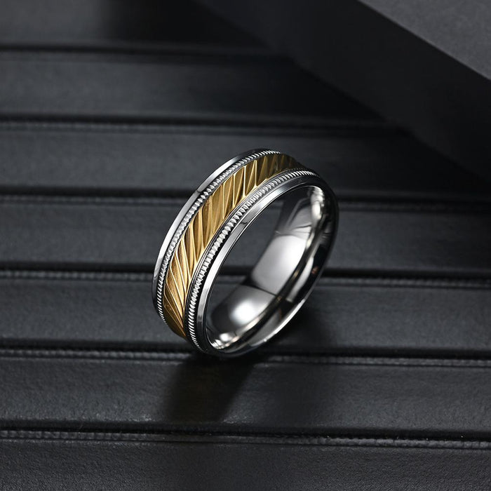 Simple Retro Rolling Titanium Steel Men's Ring