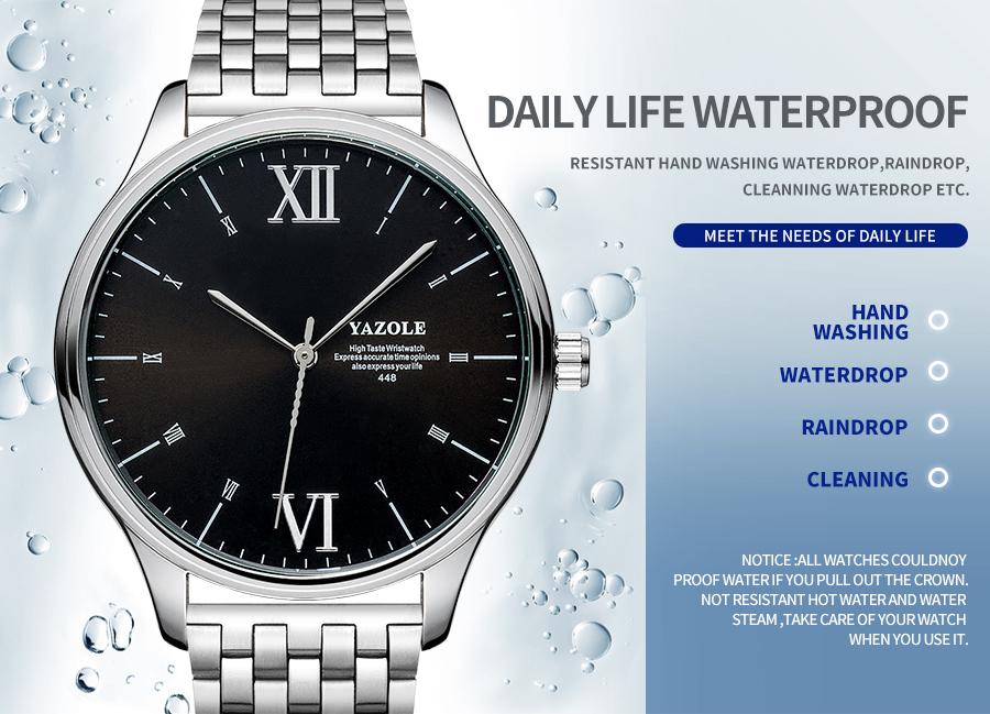 Men's Watches Men Luxury Brand YAZOLE Mens Business Watches Waterproof Full Stainless Steel Quartz Men's Watch Relogio Masculino