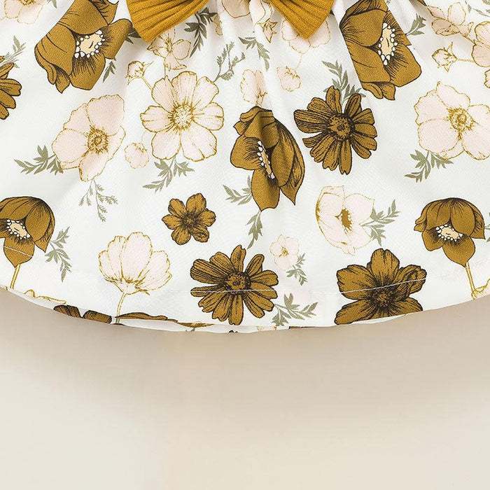 Printed Girls Jumpsuit Skirt Two-piece Set