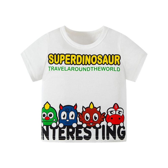 Children's short sleeve T-shirt dinosaur print