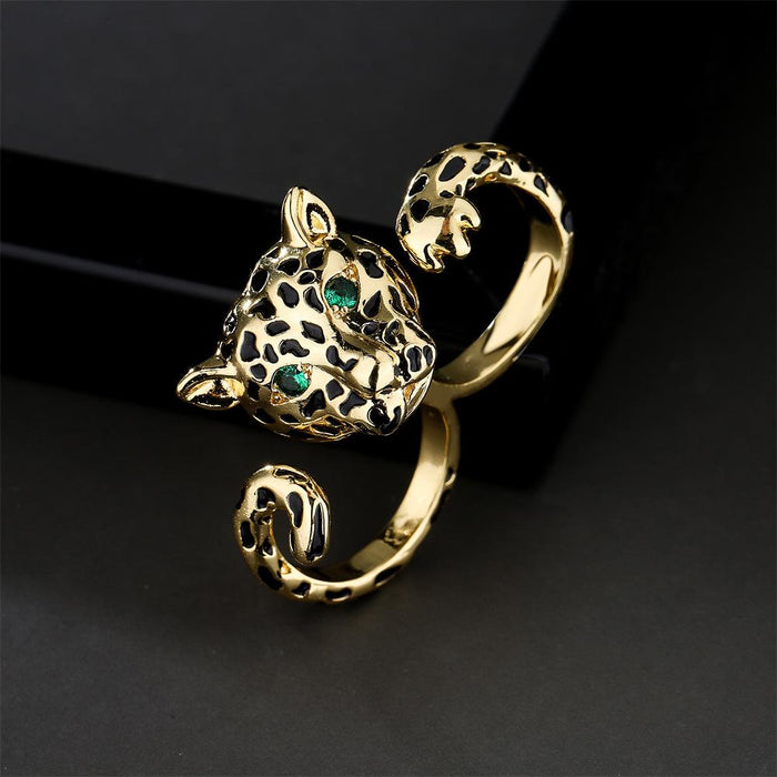 New Exaggerated Leopard Open Adjustable Gold Color Ring