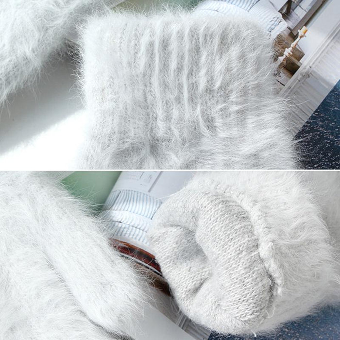 Female Elastic Full Fingers Gloves Cute Rabbit