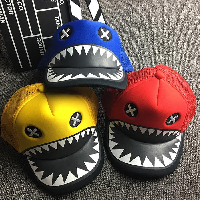 Summer Children's Cartoon Shark Sunshade Net Cap